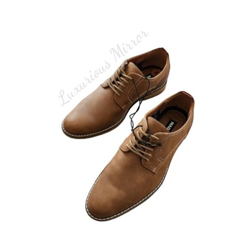 Steve Madden Oxford Faux Leather Brown Lace Up Shoes Almond Toe Men's Sz 8 New